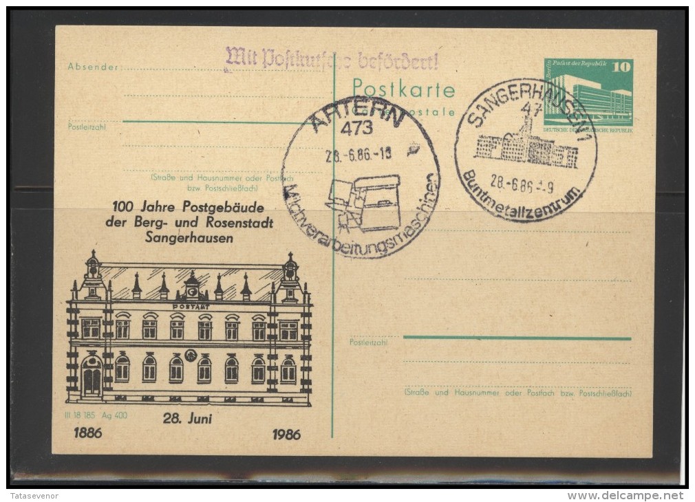 GERMANY DEUTSCHLAND DDR Stamped Stationery Special Cancellation D-DDR ST STAT 033 Post Office Architecture - Sonstige & Ohne Zuordnung