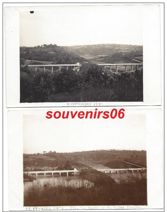 Environ De Ducey  -  2 Cartes Photo -  Vue Avec Les 2 Ponts  (avant Et Aprés Remplissage ,1931 Et 1932) - Autres & Non Classés