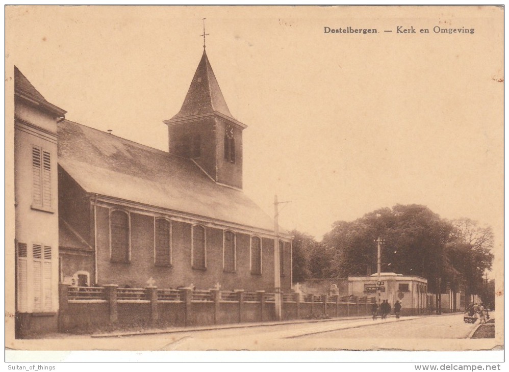 Cpa/pk 1942 Destelbergen Kerk En Omgeving Satijn De Maesschalck - Destelbergen