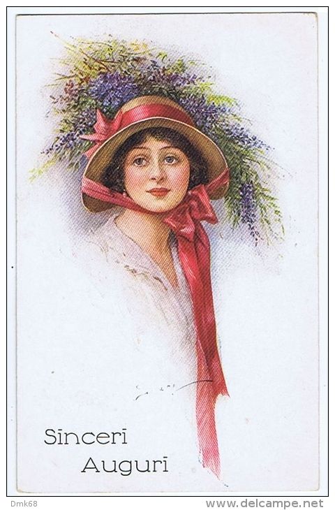 VIVIAN MANSELL &amp; CO. POSTCARD 1910s -WOMAN &amp; FLOWERS - N.1085 - Other & Unclassified