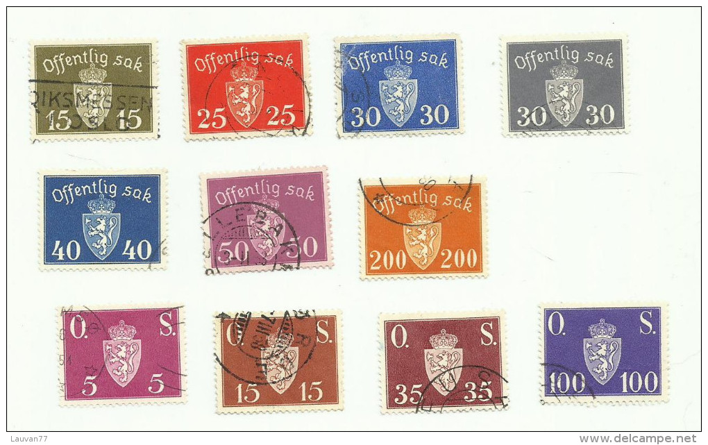 Norvège Service N°52, 53, 54 à 58, 60, 62, 64, 66  Côte 6 Euros - Dienstzegels