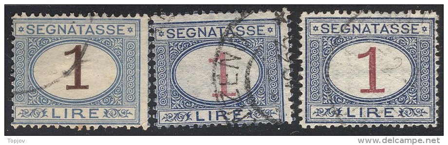 ITALIA  - REGNO SEGNATASSE 1 Lira - LOT DIFFERENT.  -  Annullo -  1870-1874 - Strafport