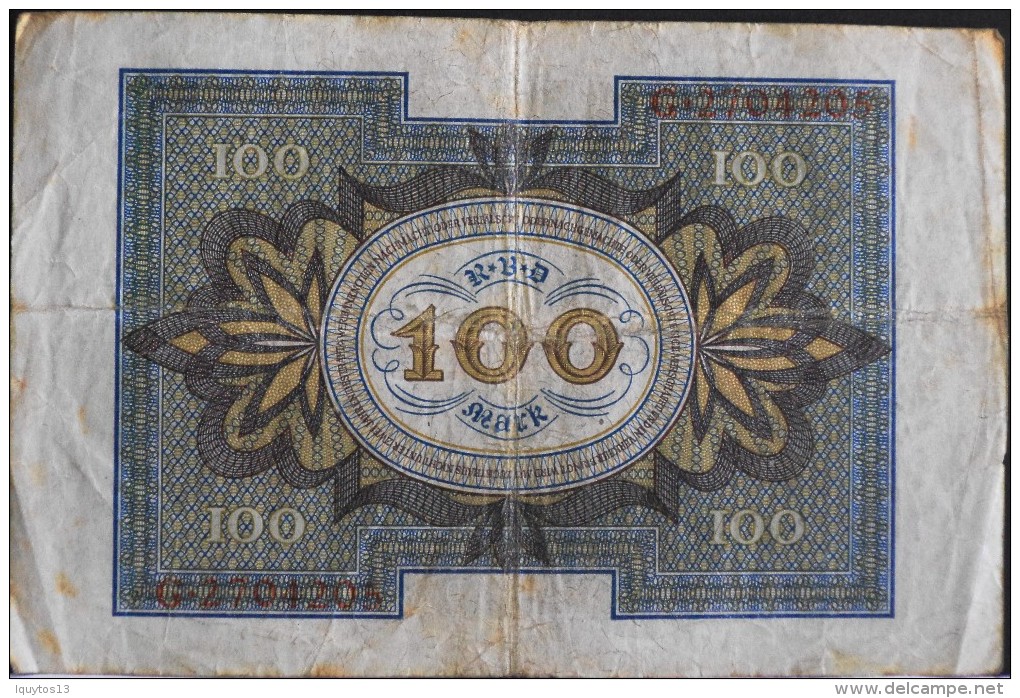 ALLEMAGNE - Reischbankenote - 1 BILLET De BANQUE De 100 Mark - Berlin Le ??. Nov.1920 - N°G-2704205 - 100 Mark