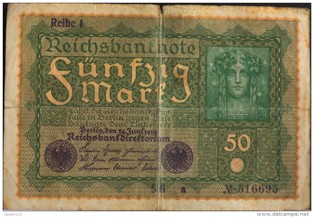 ALLEMAGNE - Reischbankenote - 1 BILLET De BANQUE De 50 Mark - Berlin Le 24 Juin 1819 - N° 516695 - 50 Mark