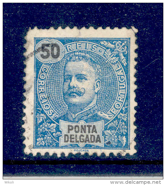 ! ! Ponta Delgada - 1897 D. Carlos 50 R - Af. 19 - Used - Ponta Delgada