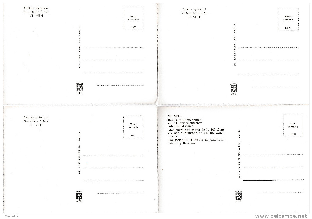 SANKT-VITH-LOT-4 CARTES-COLLEGE EPISCOPAL-SCHULE+MONUMENT-GEFALLENENDENKMAL-PETIT PRIX-VOYEZ 2 SCANS - Saint-Vith - Sankt Vith