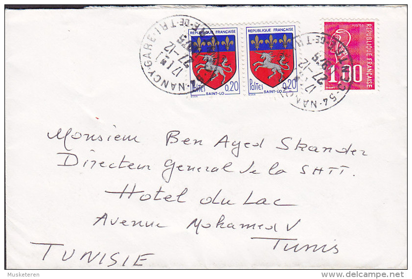 France NANCY GARE Centre De Tri 1976 Cover Lettre To Tunis Tunisie Marianne De Béquet Stamp - 1971-1976 Marianne (Béquet)