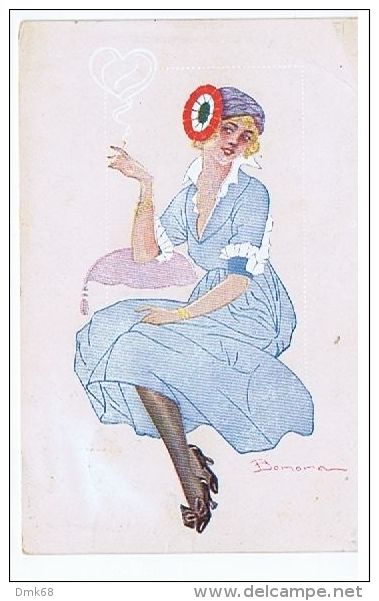 ART DECO POSTCARD 1920s  - BONORA - WOMAN &amp; CIGARETTE - Other & Unclassified