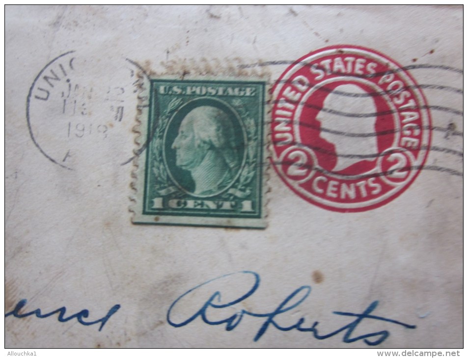 1918 Letter Cover Entier Postaux+ Timbre Rajouté UNIONTOWN USA États-Unis United States Of America&gt;to Brunhill Passad - 1901-20