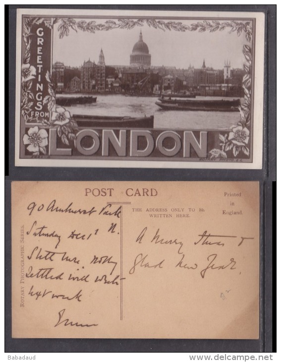 England, London, St Pauls Greetings From London  Photo, Written On, Not Posted - St. Paul's Cathedral