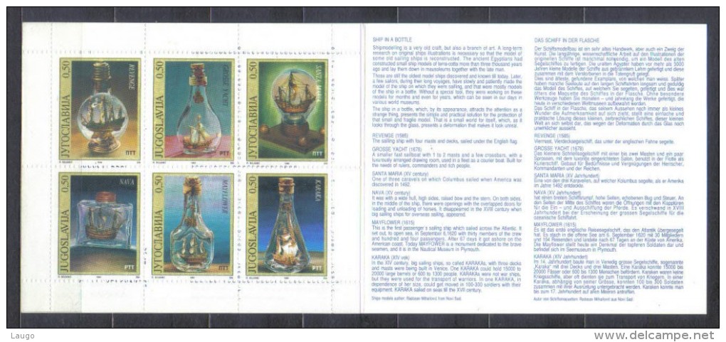 Jugoslavia Mi 2679-2684  Ships In Bottles Booklet 1994 MNH - Markenheftchen