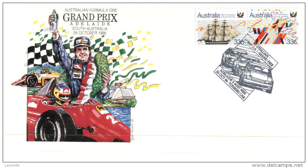 (452) Australia Adelaide Grand Prix FDC Cover - 1986 - 4 Covers - First Flight Covers