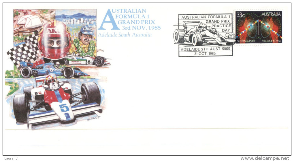 (452) Australia Adelaide Grand Prix FDC Cover - 1985 - 4 Covers - First Flight Covers