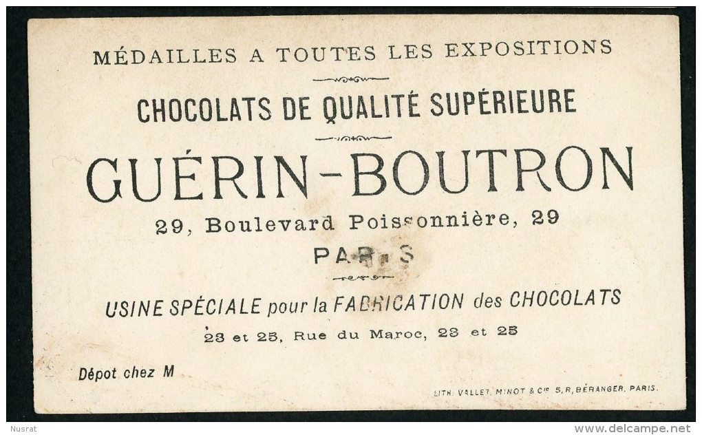 Chocolat Guérin Boutron, Chromo Lith. Vallet Minot VM3-76, Thème Enfants, Promenade, Tiens La Lune - Guérin-Boutron