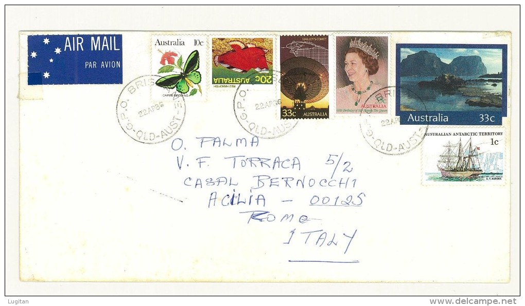 AUSTRALIA - BUSTA LETTERA - DA BRISBANE PER L'ITALIA  - POSTA AEREA - ANNO 1986 - Cartas & Documentos