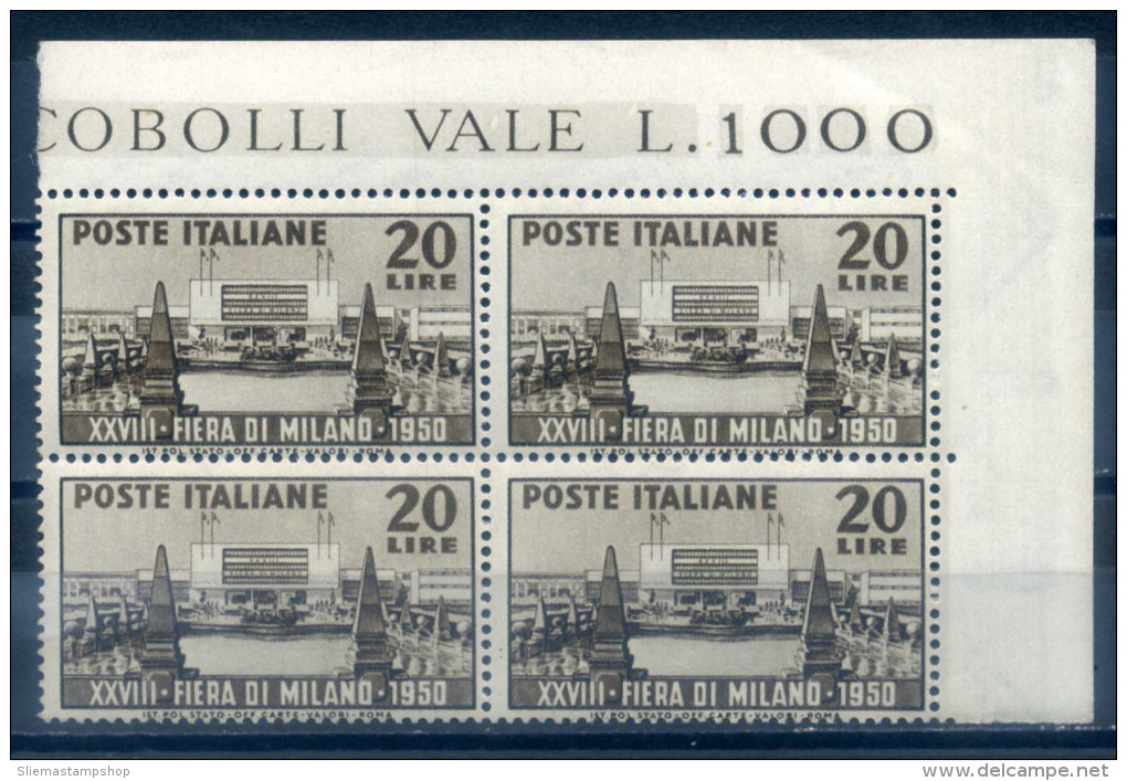 ITALY - 1950 MILANO FAIR, BLOCK OF 4 - 1946-60: Ungebraucht