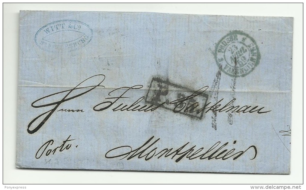 Lettre De St Petersbourg Pour Montpellier Avec Marque P.35 & Cachet D´entrée Prusse Valenciennes - ...-1857 Prefilatelia