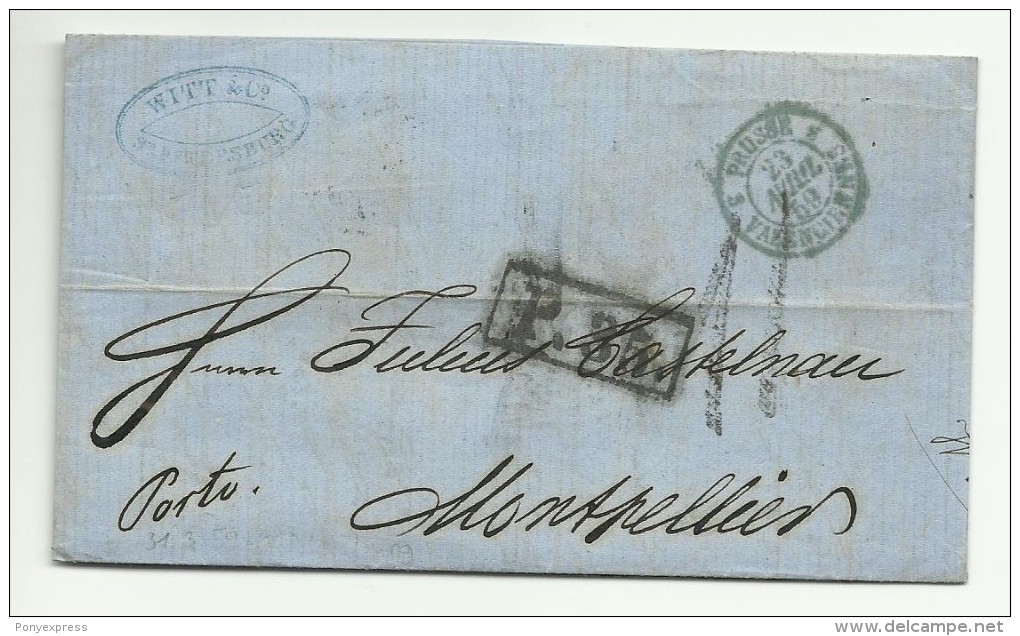 Lettre De St Petersbourg Pour Montpellier Avec Marque P.35 & Cachet D´entrée Prusse Valenciennes - ...-1857 Vorphilatelie