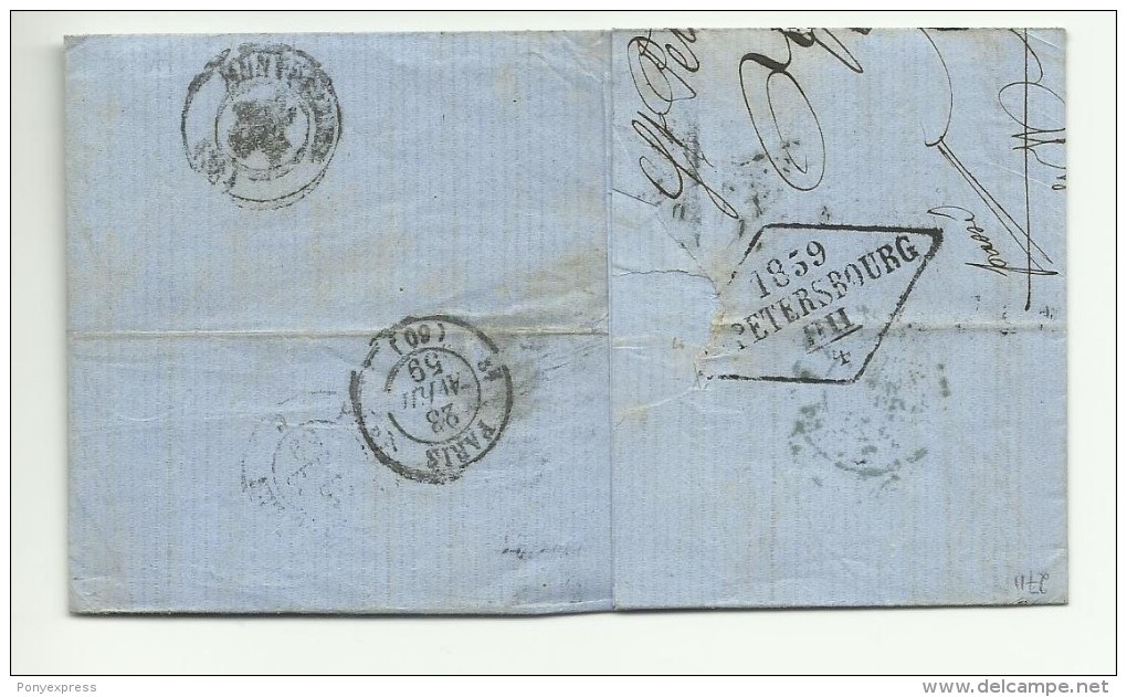 Lettre De St Petersbourg Pour Montpellier Avec Marque P.35 & Cachet D´entrée Prusse Valenciennes - ...-1857 Prephilately