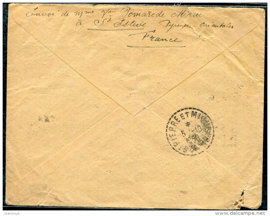 FRANCE - N° 888 / LETTRE AVION ST ESTEVE LE 30/9/1950, POUR ST PIERRE & MIQUEL, 1ére LIAISON AERIENNE FRANCE CANADA - TB - Premiers Vols