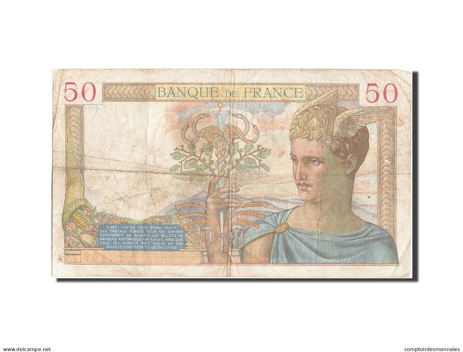 Billet, France, 50 Francs, 50 F 1934-1940 ''Cérès'', 1937, 1937-01-28, TB - 50 F 1934-1940 ''Cérès''