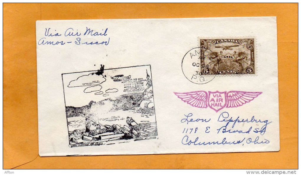 Amos To Siscoe 1930 Air Mail Cover - Premiers Vols