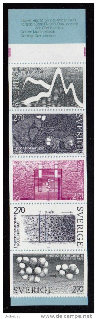 Sweden Booklet Scott #1482a Pane Of 5 2.70k Nobel Prize Winners In Chemistry - 1981-..