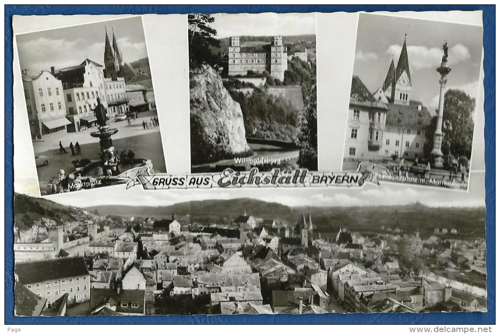 Eichstätt,Mehrbildkarte,Teilansicht,Marktplatz,Willibaldsburg,Residenzplatz Mit Mariensäule,1958, - Eichstätt