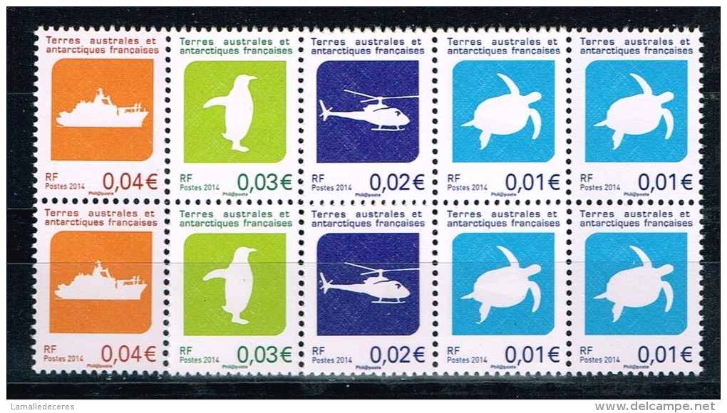 SERIE TAAF CENTIMES 2ème Tirage Mars 2014 Impression OFF SET En Bloc De 4. - Unused Stamps