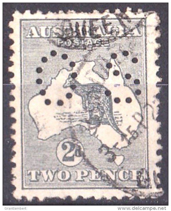 Australia 1918 Kangaroo 2d 3rd Wmk OS U, Variety 'Cut Throat' ACSC 7(U)d - Oblitérés