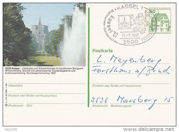 KASSEL CASTLE, PC STATIONERY, ENTIER POSTAL, 1981, GERMANY - Illustrated Postcards - Used