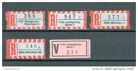 BRD R- Und V-Zettel 6x Gebraucht Bietigheim-Biss. Ludwigsburg 2x München V-Zettel Ludwigsburg - R- & V- Vignetten