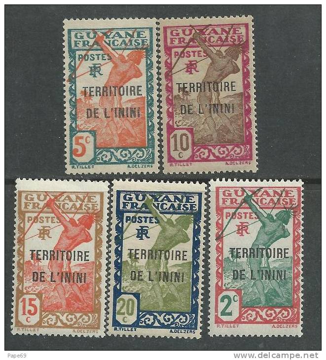 Inini N° 2 + 4 / 7  XX Timbres De Guyane Surchargés : Les 5 Valeurs Sans Charnière TB - Other & Unclassified