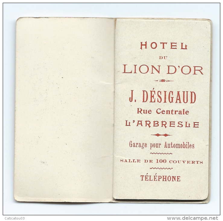 Petit Almanach 1904 De Porte-monnaie - Publicité "Hôtel Du Lion D'Or"  J. Désigaud à L'Arbresles (Rhône) Près De LYON - Small : 1901-20