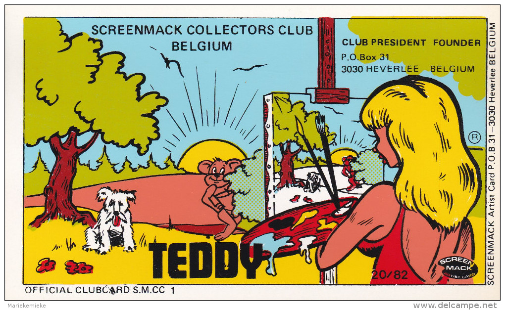 QSL COLLECTOR CARD SCREENMACK CLUBCARD SMCC # 1 " TEDDY - PRESIDENT FOUNDER " HEVERLEE - BELGIUM - Autres & Non Classés