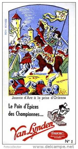 Buvard Pain D'épices Van Lynden N° 1 : Jeanne D'Arc à La Prise D'Orléans (45) - Pain D'épices