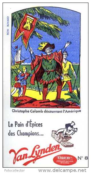 Buvard Pain D´épices Van Lynden N° 8 : Christophe Colomb Découvrant L'Amérique - Pan De Especias