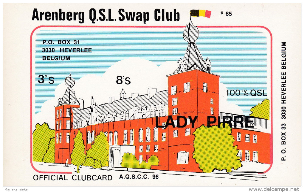 QSL COLLECTOR CARD ARENBERG QSL SWAP CLUB CLUBCARD AQSCC ( BY SKUNK ) # 96 " LADY PIRRE " HEVERLEE - BELGIUM - Autres & Non Classés