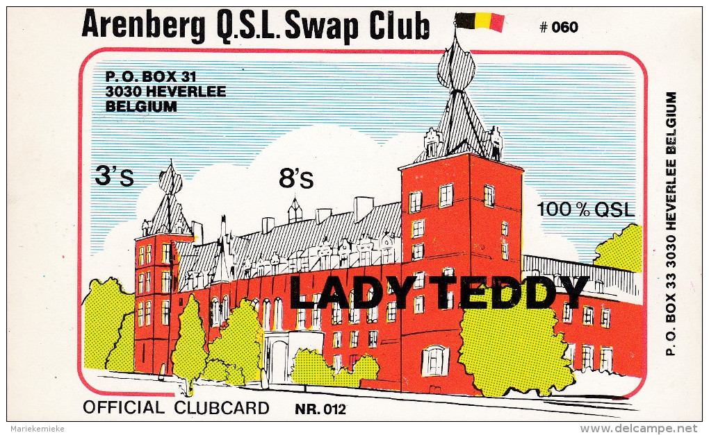 QSL COLLECTOR CARD ARENBERG QSL SWAP CLUB CLUBCARD AQSCC ( BY SKUNK ) # 12 " LADY TEDDY " HEVERLEE - BELGIUM - Autres & Non Classés