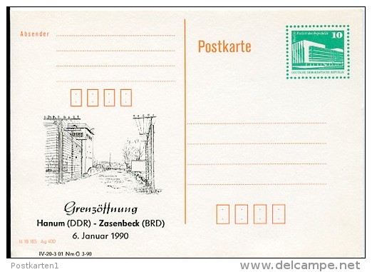 DDR P89-1b-90 C1-b Postkarte Privater Zudruck DV 3-90 GRENZÖFFNUNG Hanum 1990 - Private Postcards - Mint