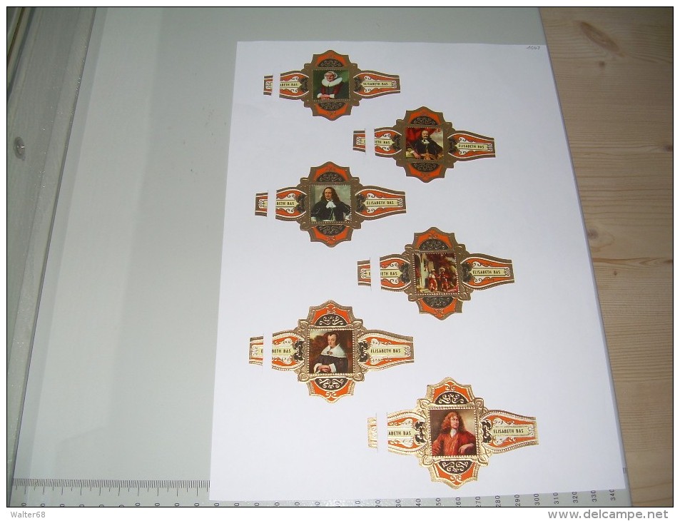 Sigarenbanden Elisabeth Bas Reeks B  Serie Schilderijen 6 St - Cigar Bands