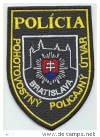 Police Slovaque - Slovakia, écussons Tissu-Patches, Service De Police D'urgence Bratislava, SWAT - RIOT Unit - Police & Gendarmerie