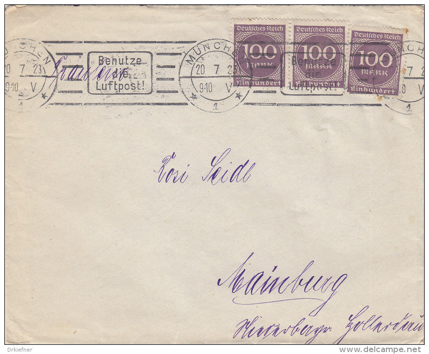 INFLA DR 3x 268 B  MeF Auf Brief Mit Gelegenheitsstempel: München  Luftpost 20.7.1923 - Autres & Non Classés