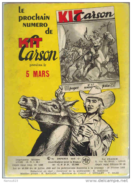 KIT CARSON N° 46 - IMPERIA Février 1958  BE - Petit Format