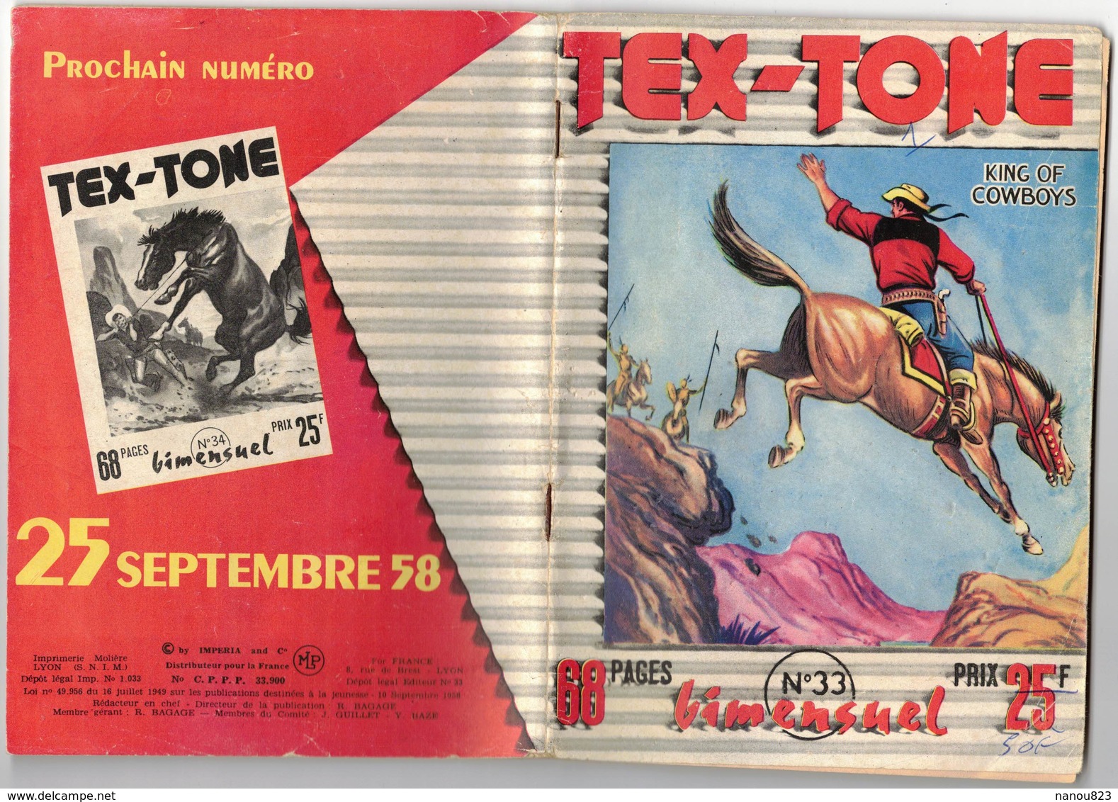 TEX TONE N°33 BIMENSUEL IMPERIA SEPTEMBRE 1958 - Petit Format