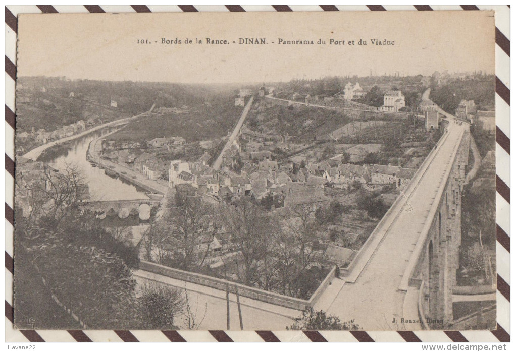 F129 22 DINAN BORDS DE LA RANCE Panorama Du Port Et Du Viaduc Dos Vert - Dinan