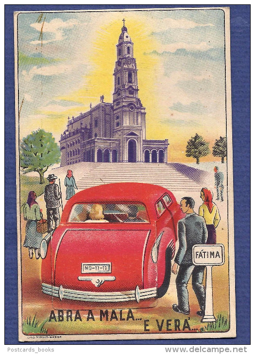 FATIMA Basilica. CAR W/10 Images FOLD OUT Old Vintage NOVELTY Postcard PORTUGAL - A Systèmes
