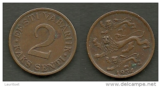 Estland Estonia Estonie 2 Senti Coin 1934 - Estonie