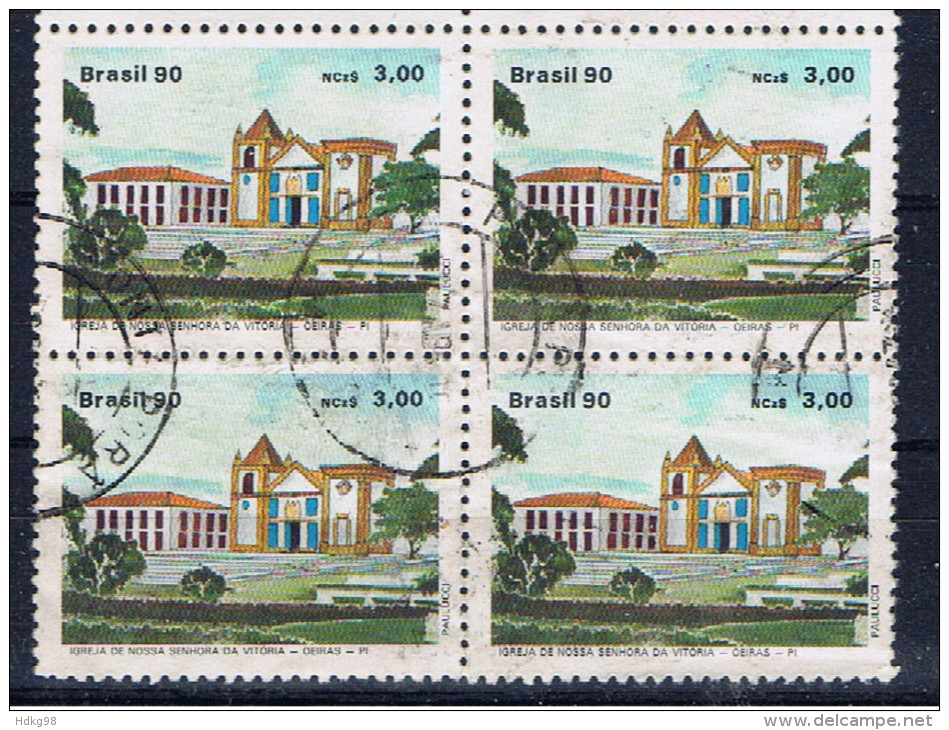 BR+ Brasilien 1990 Mi 2343 Kirche (Viererblock) - Usados