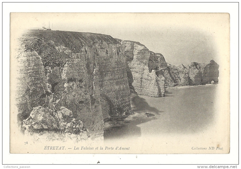 Cp, 76, Etretat, Les Falaises Et La Porte D'Amont - Etretat